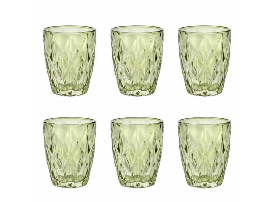 Barevné skleněné vodní sklenice sada 6 kusů moderního designu - Timon Viadurini