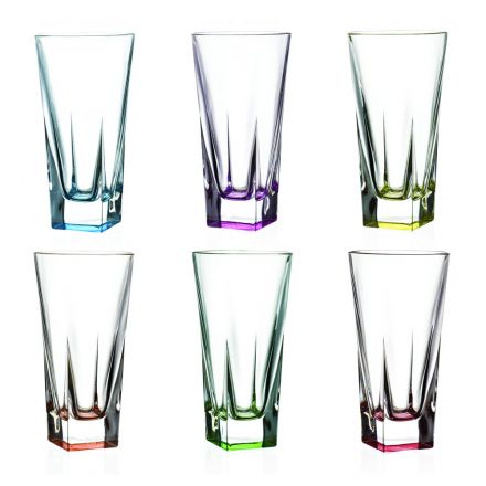 Ekologické barevné brýle s vysokou sklenicí s krystaly, 12 kusů - amalgám Viadurini