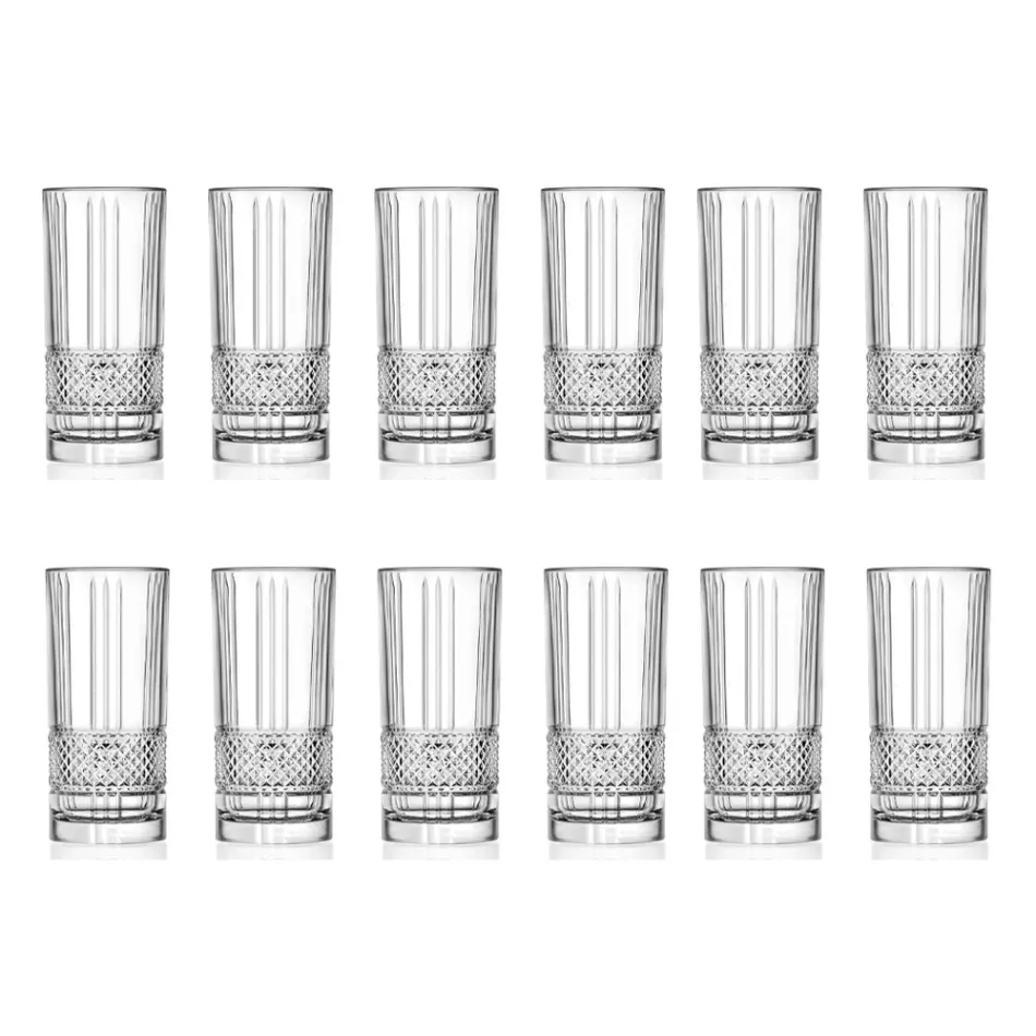 Tumbler Eco Crystal Glasses Set Diamond Decoration 12 Pcs - Lively Viadurini
