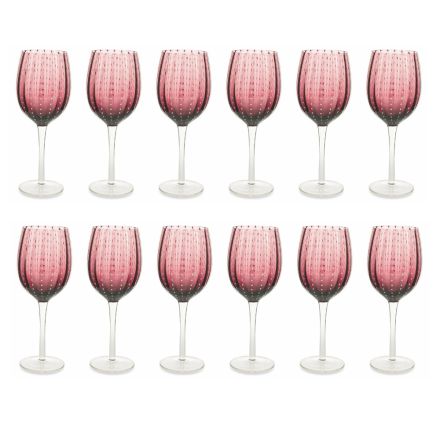 Sada pohárů na víno ve skle Různé barvy Bílé dekorace 12 ks - Persie Viadurini