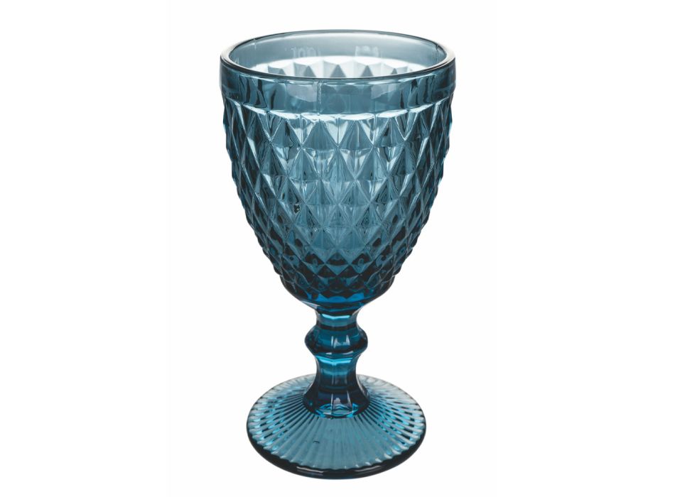 Sada pohárů na víno nebo vodu v dekorovaném barevném skle 12 ks - Urbanvi Viadurini