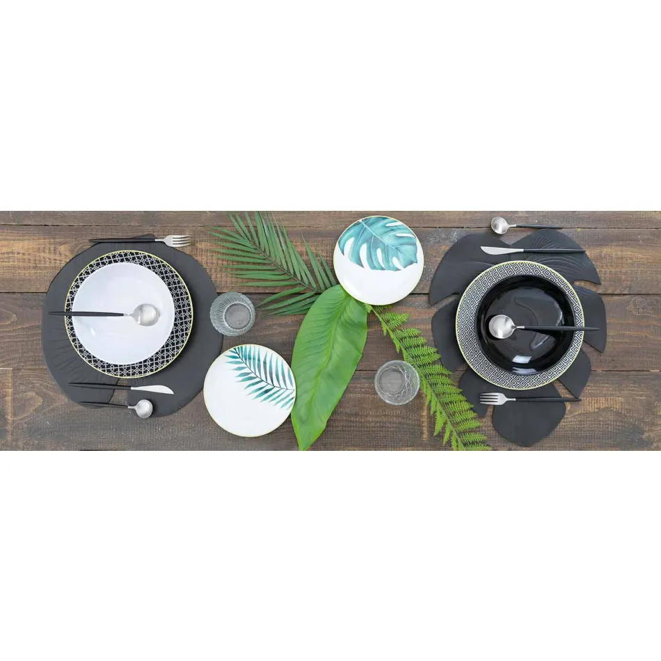 Kompletní servisní příbory z černé oceli Moderní design 24 kusů - Calamo Viadurini