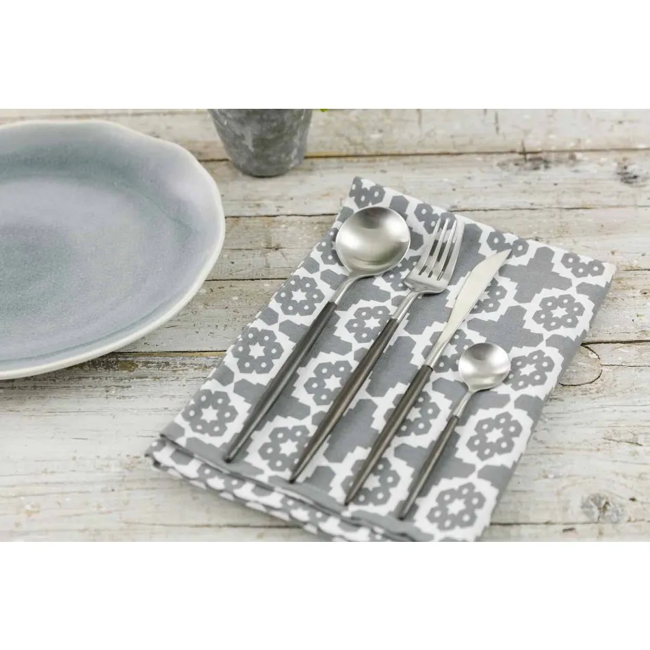 Kompletní servisní příbory z černé oceli Moderní design 24 kusů - Calamo Viadurini