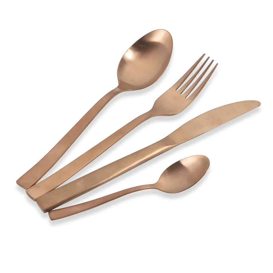 Kompletní sada příborů v černém ocelovém nebo měděném provedení 24 kusů - Fayette Viadurini
