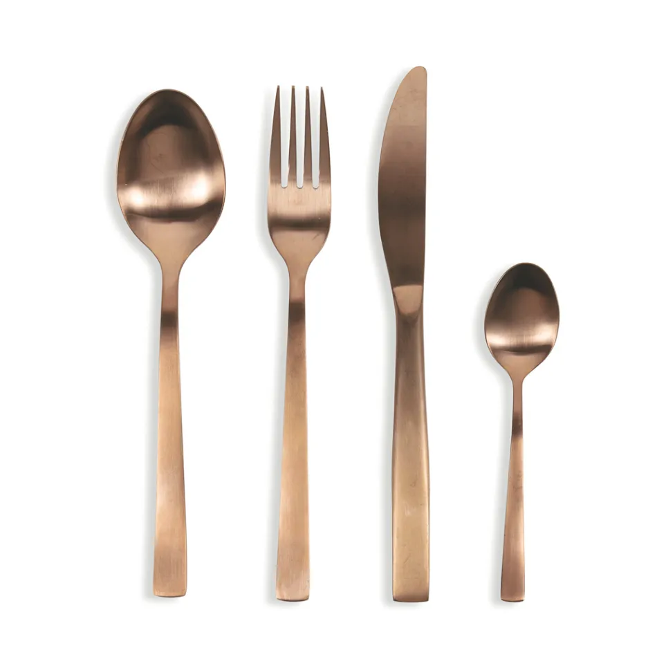 Kompletní sada příborů v černém ocelovém nebo měděném provedení 24 kusů - Fayette Viadurini