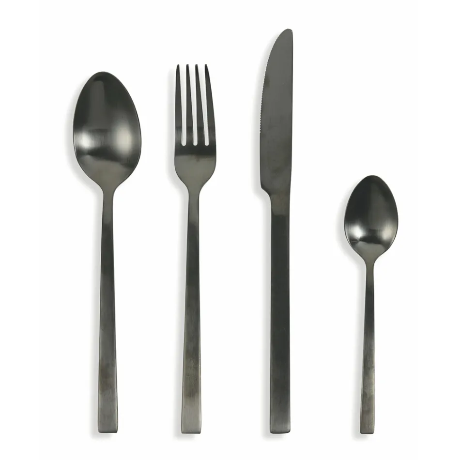 Kompletní sada příborů v černém ocelovém nebo měděném provedení 24 kusů - Fayette Viadurini