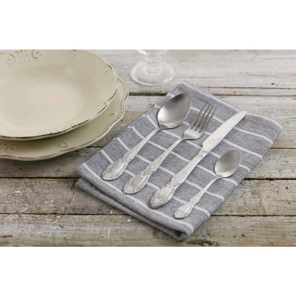 Kompletní servis příborů v provedení Satin Steel Design 24 Pieces - Fantasy Viadurini