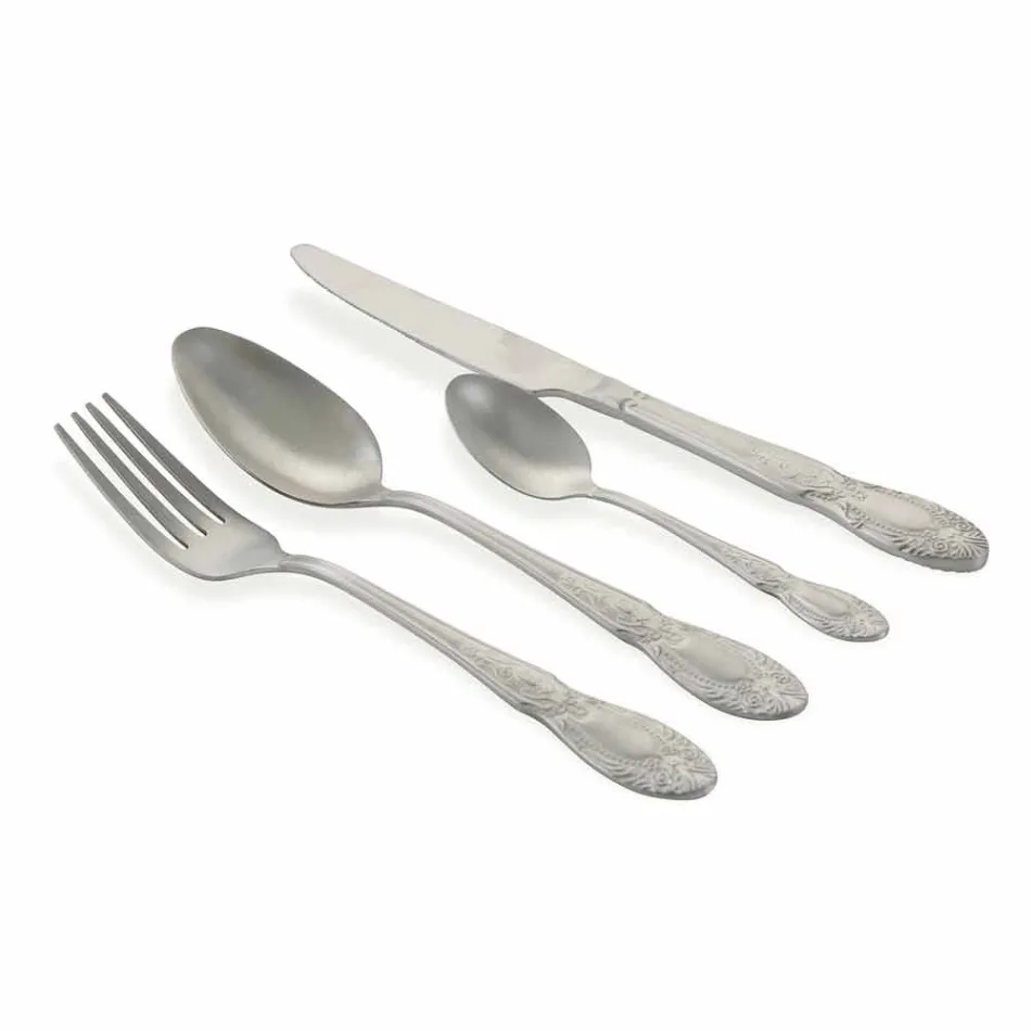 Kompletní servisní příbory v provedení Satin Steel Design 24 Pieces - Fantasiapos1 Viadurini
