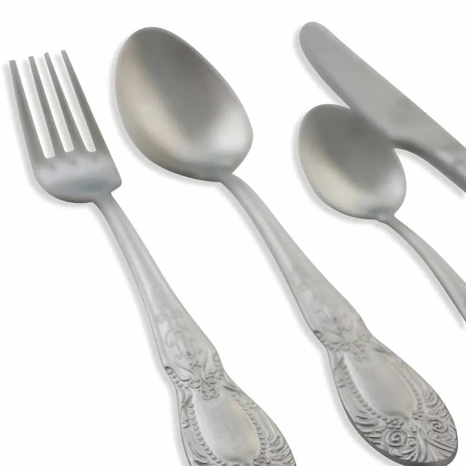 Kompletní servisní příbory v provedení Satin Steel Design 24 Pieces - Fantasiapos1 Viadurini