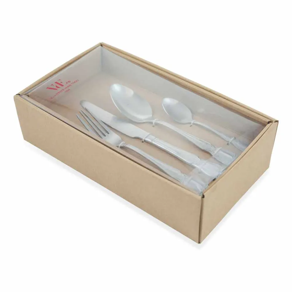 Kompletní servisní příbory v provedení Satin Steel Design 24 Pieces - Fantasiapos1 Viadurini