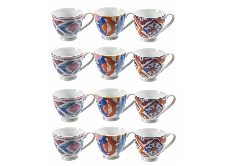 Kompletní servis šálků na kávu z dekorovaného porcelánu 12 kusů - Anfa Viadurini