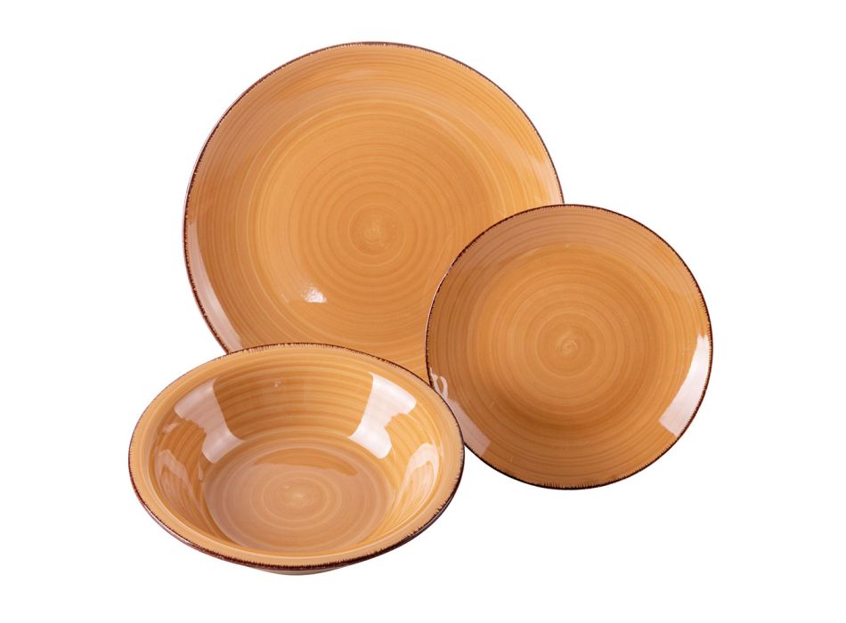 Sada 18 ks kameninových talířů v odstínech hnědé - Scimmer Viadurini
