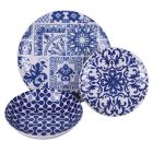 Servis 18 bílých a modrých porcelánových talířů - Wieder Viadurini