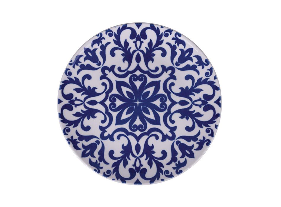 Servis 18 bílých a modrých porcelánových talířů - Wieder Viadurini