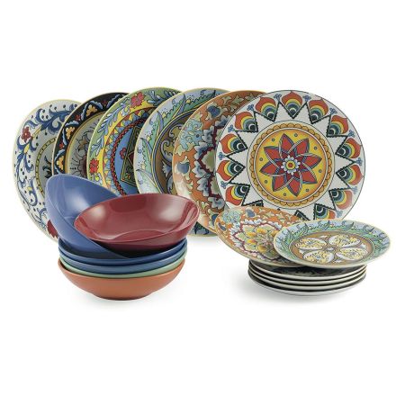 Servis 18 porcelánových talířů v jasných a jasných barvách - Noch Viadurini