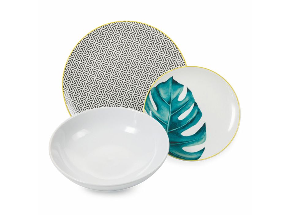 Servis 18 porcelánových a kameninových talířů v různých vzorech - způsobem Viadurini