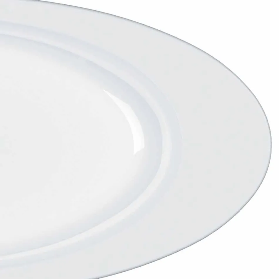 Sada bílého porcelánu s oválným designem, 2 kusy - dalekohled Viadurini