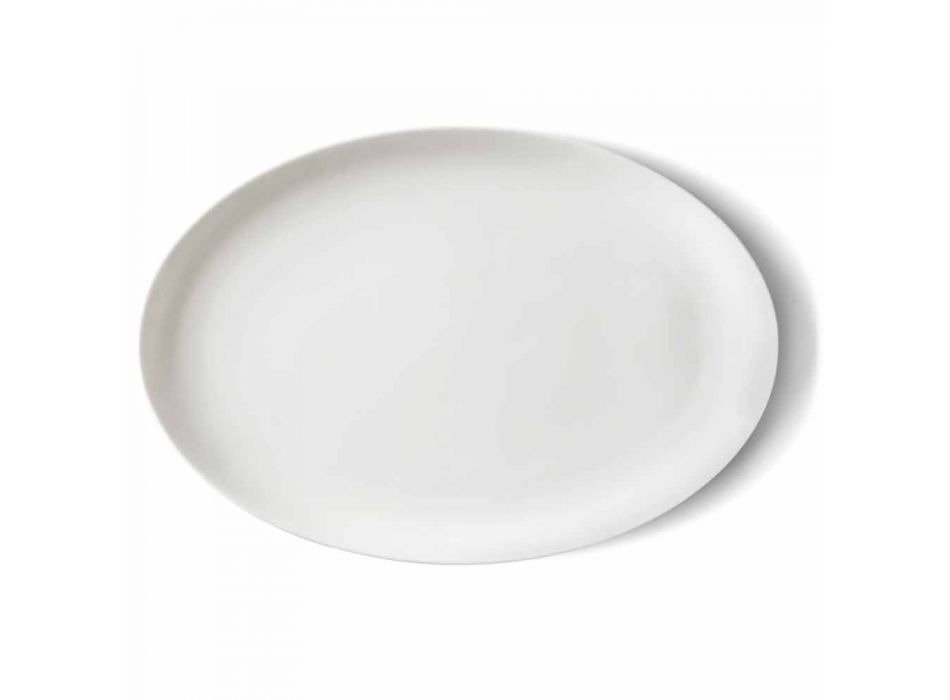 Bílý porcelánový servírovací set oválný talíř a mísa 10 kusů - Romilda Viadurini