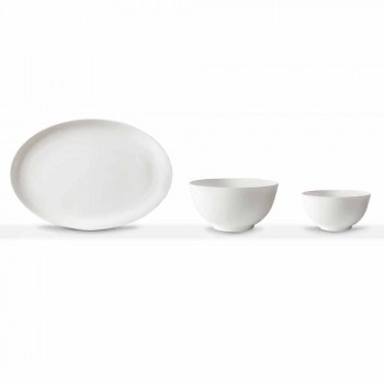 Bílý porcelánový servírovací set oválný talíř a mísa 10 kusů - Romilda