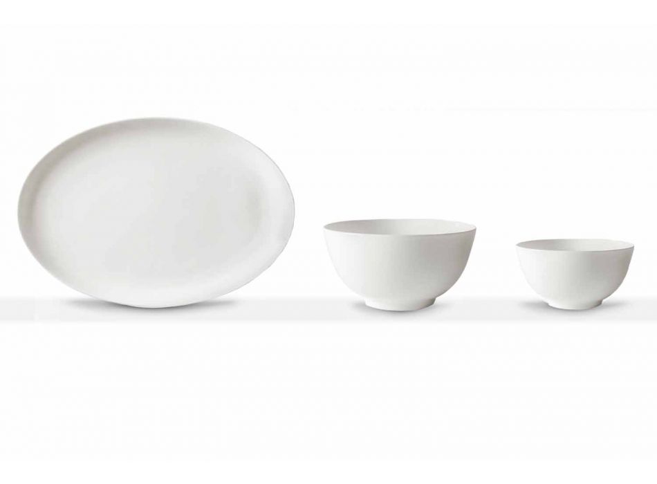 Servírovací sada z bílého porcelánu, oválný talíř a mísa, 10 kusů - Romilda Viadurini