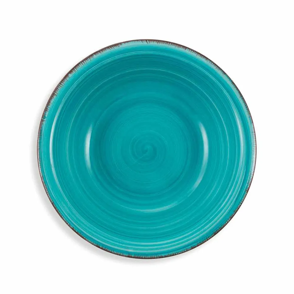 Nádobí s barevnými talíři 18 kusů v moderním kamenina - Abruzzo Viadurini