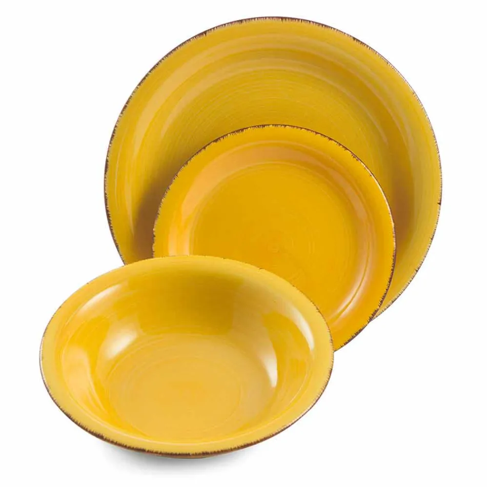 Nádobí s barevnými talíři 18 kusů v moderním kamenina - Abruzzo Viadurini