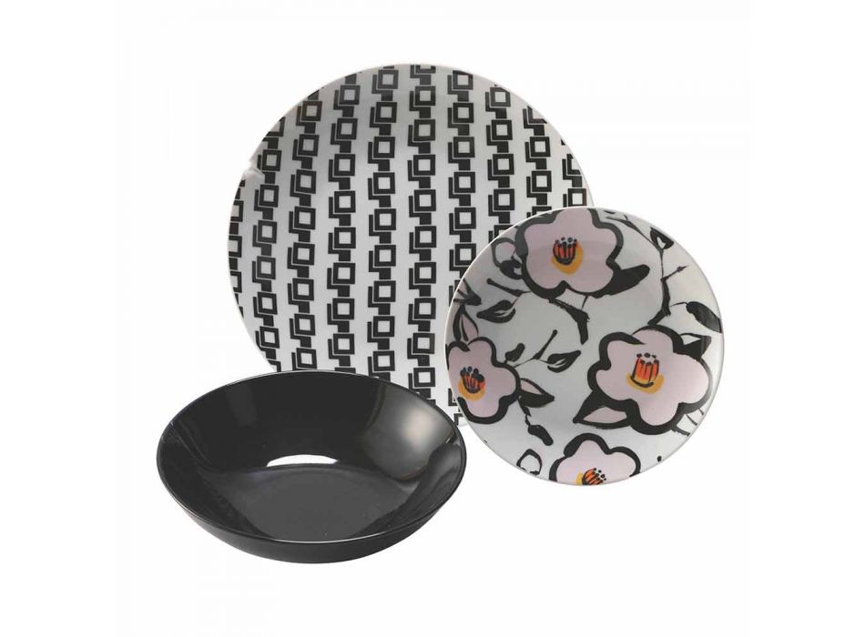 Porcelánová a kameninová stolní služba, 18 dílných barevných talířů - Nargile Viadurini