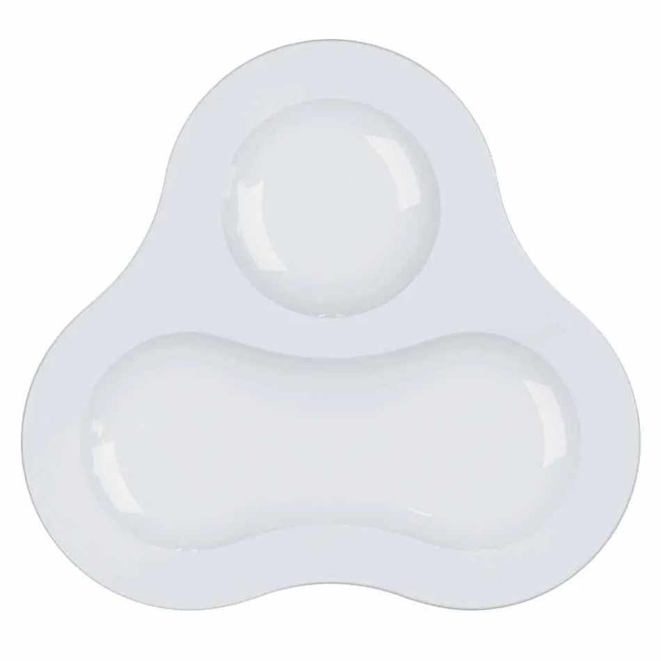 Kompletní čajová souprava moderního designu v bílém porcelánu 14 kusů - dalekohled Viadurini