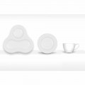 Kompletní čajová souprava moderního designu v bílém porcelánu 14 kusů - dalekohled