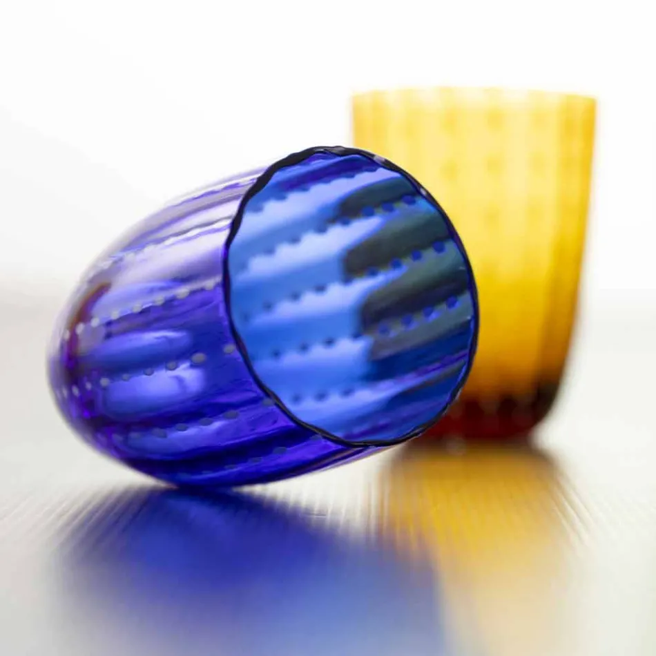 Sada 6 moderních barevných skleněných designových brýlí pro vodu - Botswana Viadurini