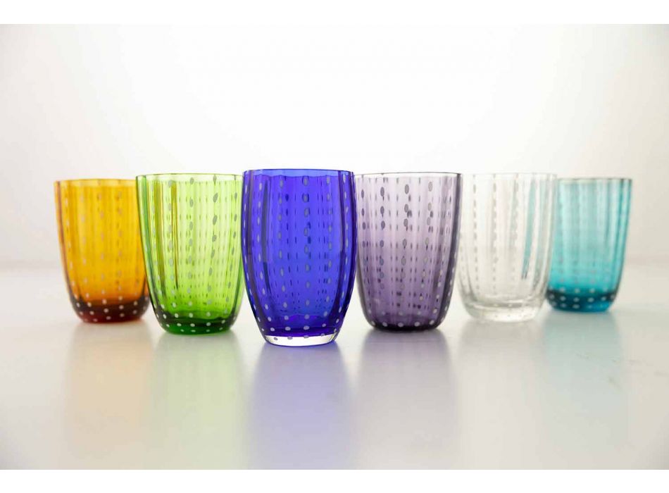 Sada 6 moderních barevných skleněných designových brýlí pro vodu - Botswana Viadurini
