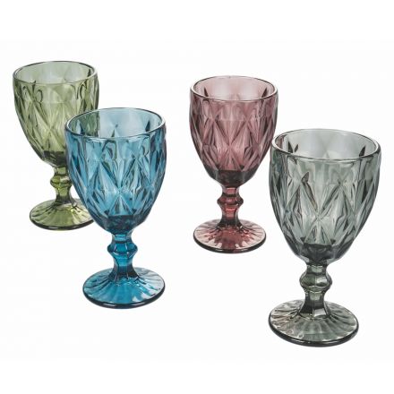 Sada barevných a zdobených skleněných pohárů 12 kusů - renesance Viadurini