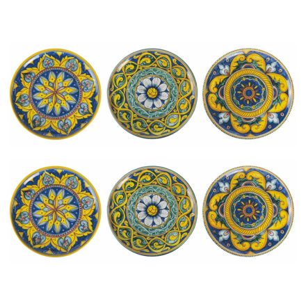 Sada barevných kameninových talířů na pizzu s dekoracemi 6 kusů - Cabria Viadurini