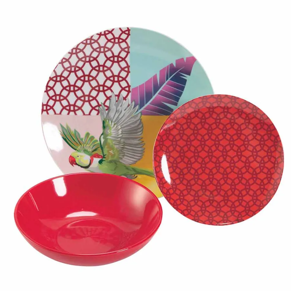 Služba porcelánu a nádobí v Gresu v 18 barevných designech - Tropycale Viadurini