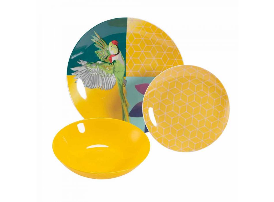 Služba porcelánu a nádobí v Gresu v 18 barevných designech - Tropycale Viadurini
