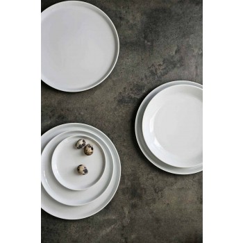 Bílý porcelánový talíř s moderním designem, 24 kusů - arktický