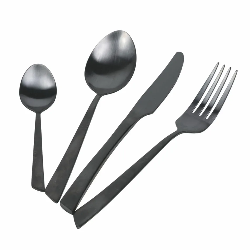 Sada 24dílných příborů s plochým designem z černé oceli nebo mědi - Antozoi Viadurini