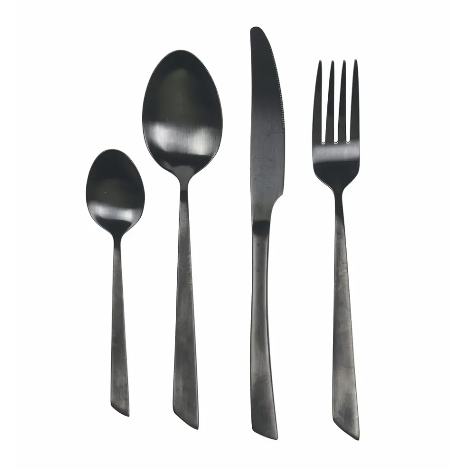 Sada 24dílných příborů s plochým designem z černé oceli nebo mědi - Antozoi Viadurini