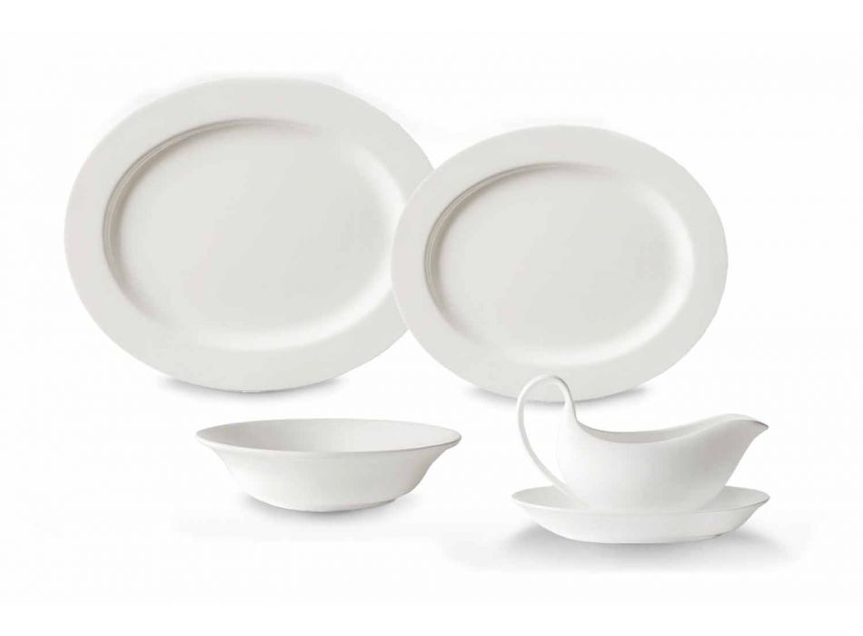 4dílné servírovací talíře v bílém designérském porcelánu - Samantha Viadurini