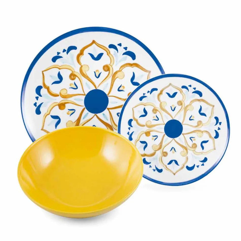 Kompletní sada nádobí s barevným a moderním jídlem 18 kusů - Cefalu Viadurini