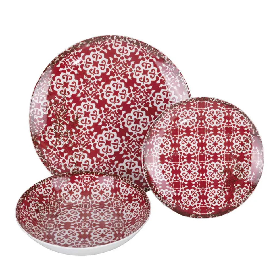 Porcelánová večeře s 18 kusy ve 2 různých provedeních - Jamais Viadurini