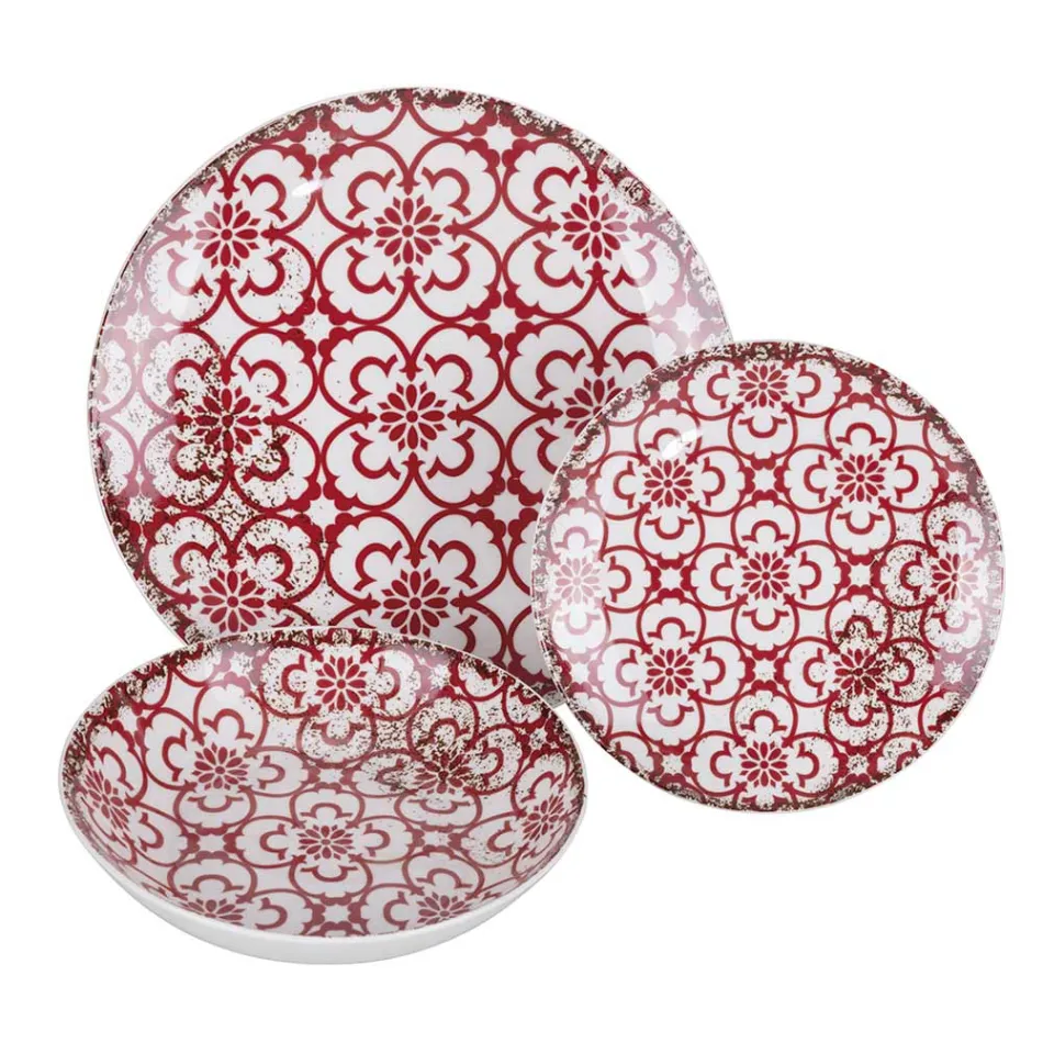 Porcelánová večeře s 18 kusy ve 2 různých provedeních - Jamais Viadurini