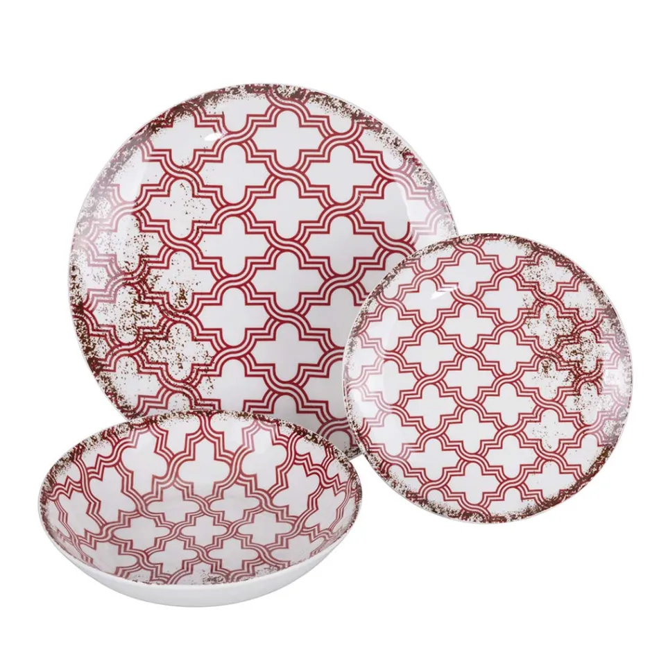 Porcelánová večeře s 18 kusy ve 2 různých provedeních - Jamais Viadurini