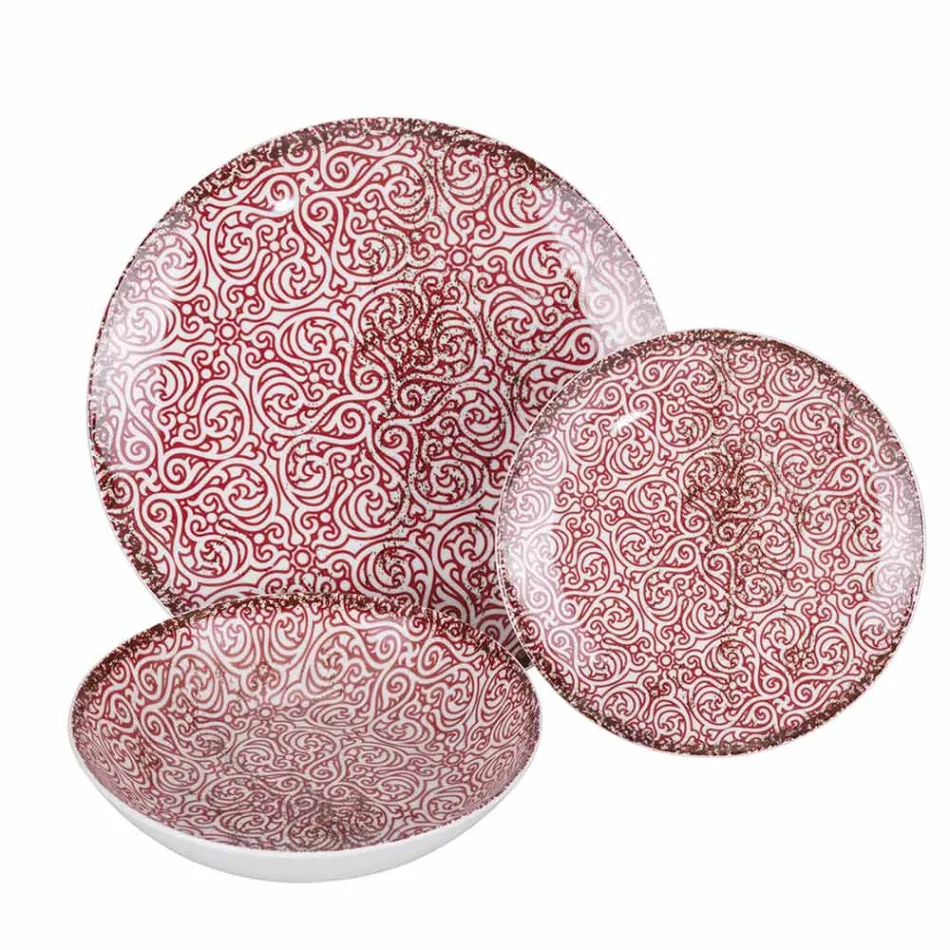 Porcelánová večeře s 18 kusy ve 2 různých provedeních - Jamais Viadurini