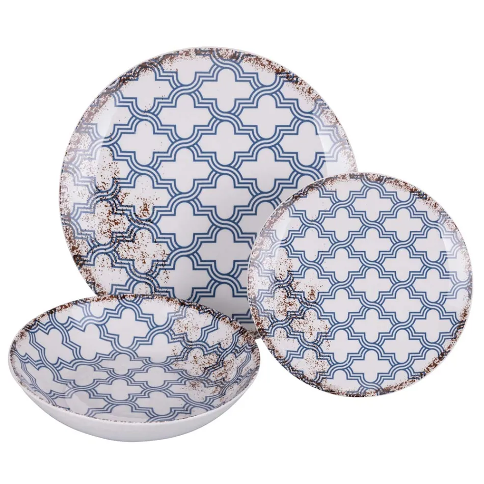 Porcelánová večeře s 18 kusy ve 2 různých provedeních - Jamais Viadurini