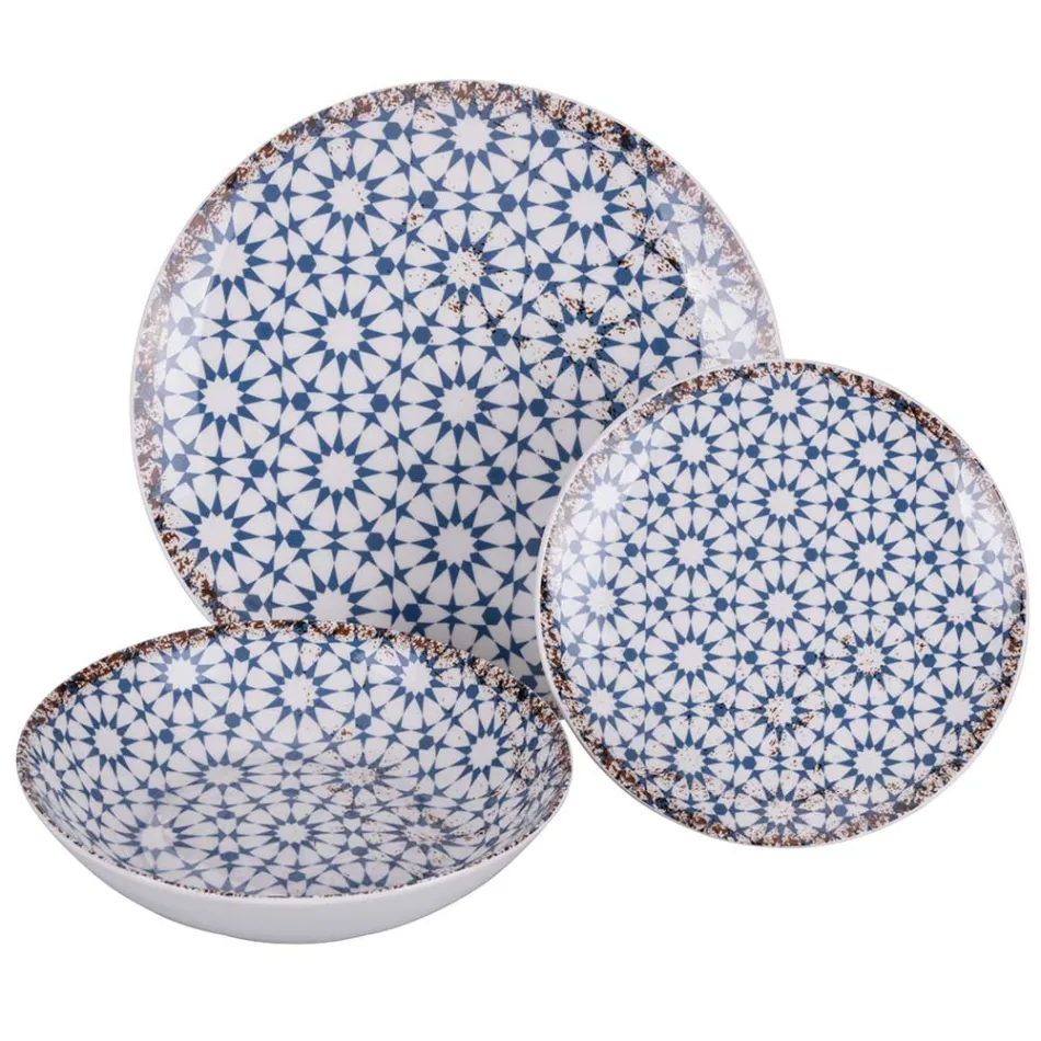 Porcelánová večeře s 18 kusy ve 2 různých provedeních - Jamais Viadurini