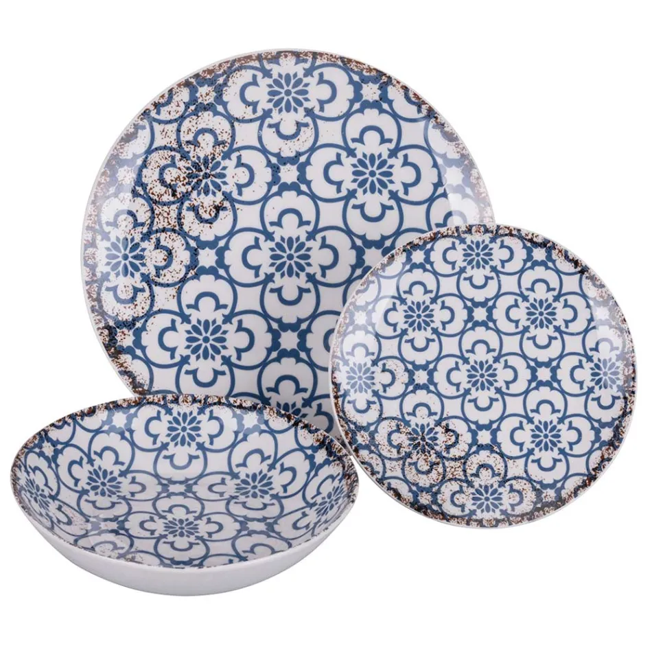 Porcelánová večeře s 18 kusy ve 2 různých provedeních - Jamais Viadurini