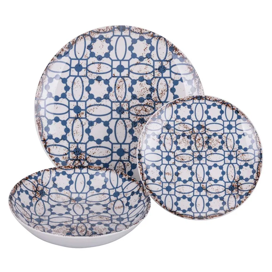 Porcelánová večeře s 18 kusy ve 2 různých provedeních - Jamais Viadurini