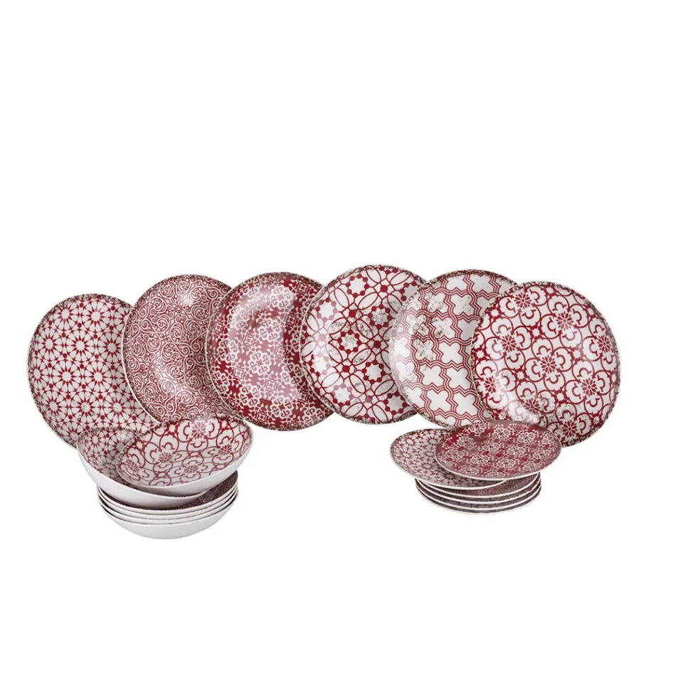 Porcelánová večeře s 18 kusy ve 2 různých provedeních - Jamais Viadurini