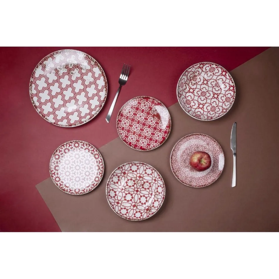 Porcelánová večeře s 18 kusy ve 2 různých provedeních - Jamais Viadurini